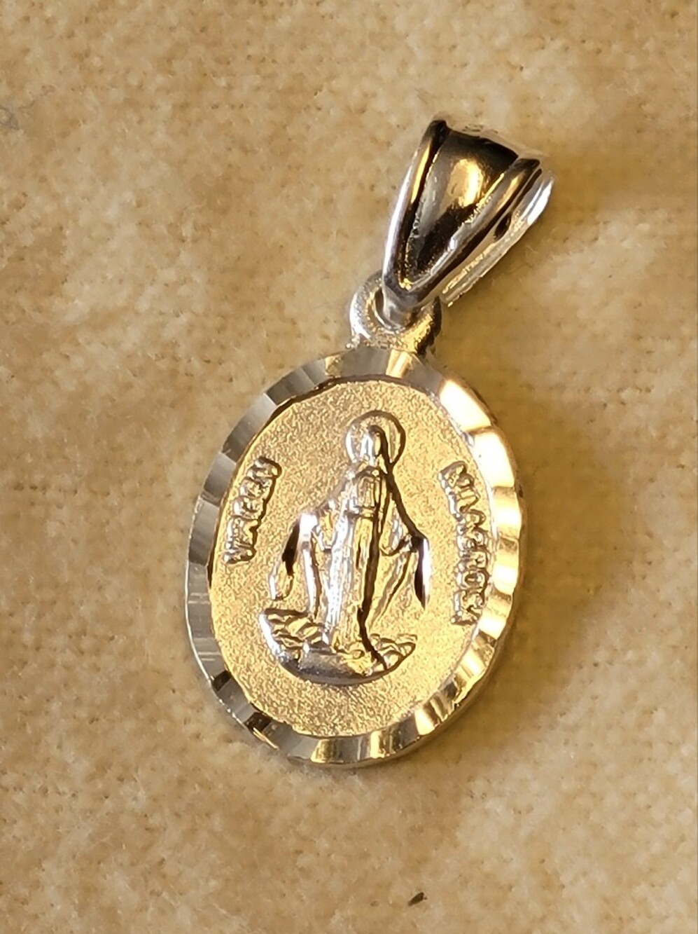 925 Mexico Sterling Silver Oval Miraculous Medal Virgen Milagrosa Pendant